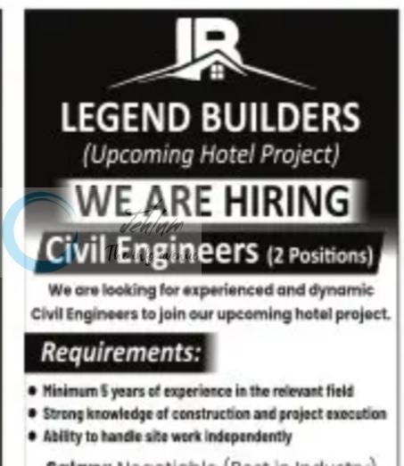Legend Builders srinagar engineering job opportunities 2026