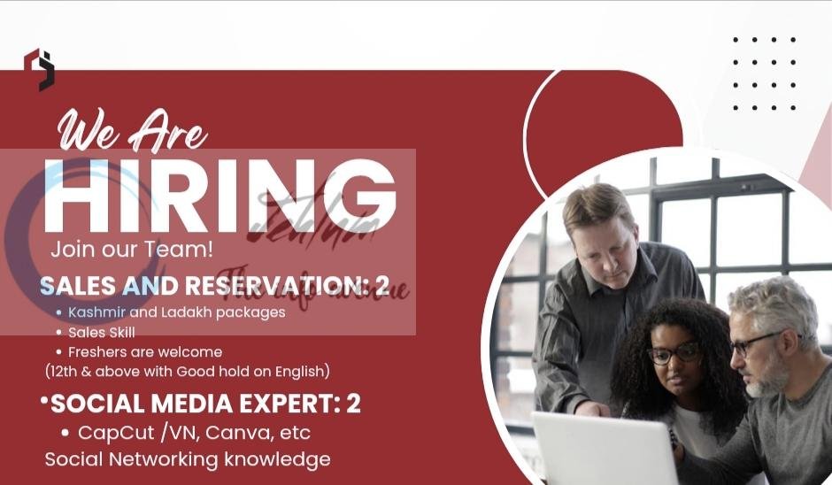 Travel My Country Srinagar Sales Reservation/ Social Media Expert Jobs Openings 2026