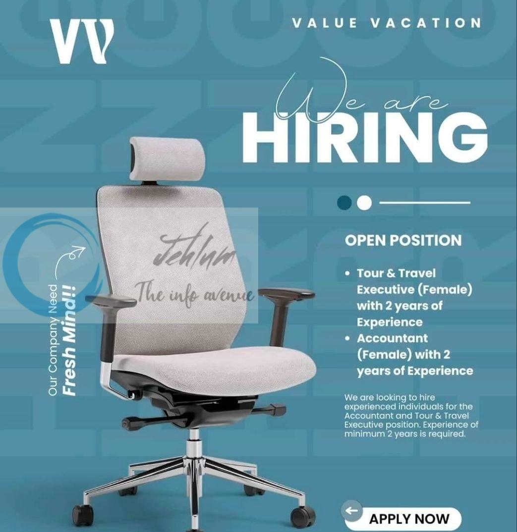 Value Vacation VV Srinagar Tour and Travel Executive/Accountant job opportunities 2026