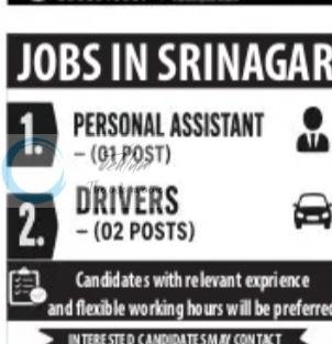 MSA Enterprises Srinagar Personal Assistant Drivers job opportunities 2026