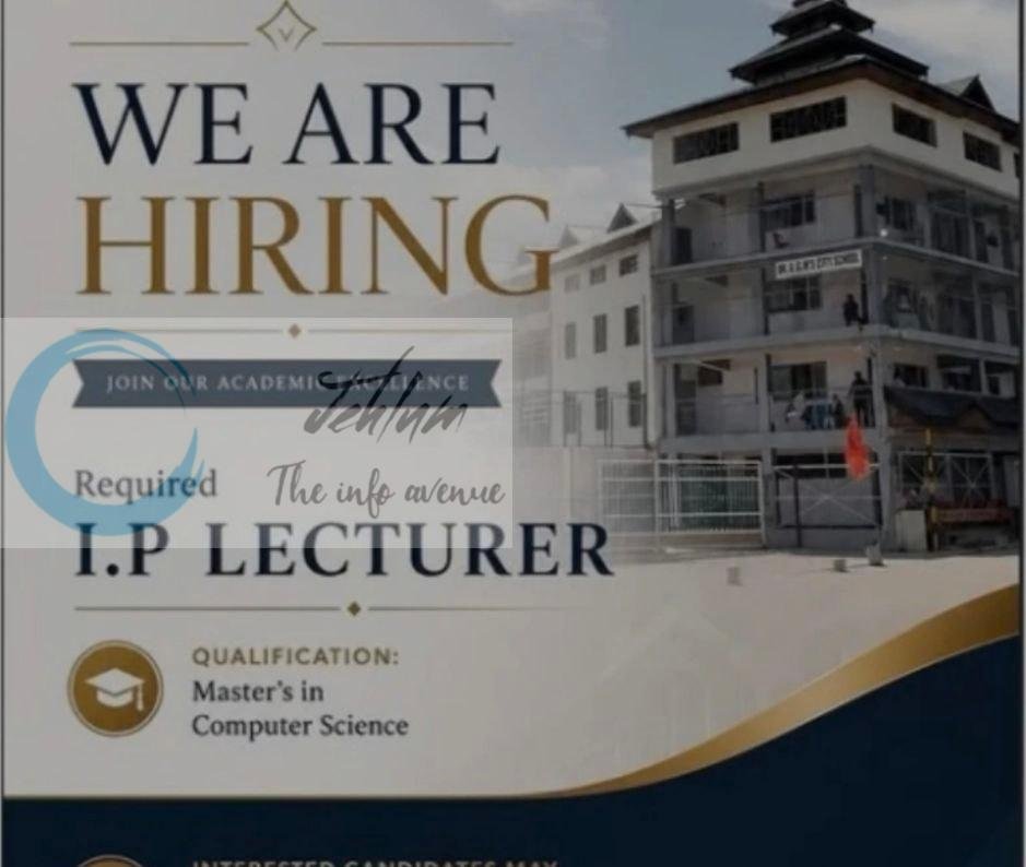 Dr AGMs City School AGMS Srinagar IP Lecturer job opportunities 2026