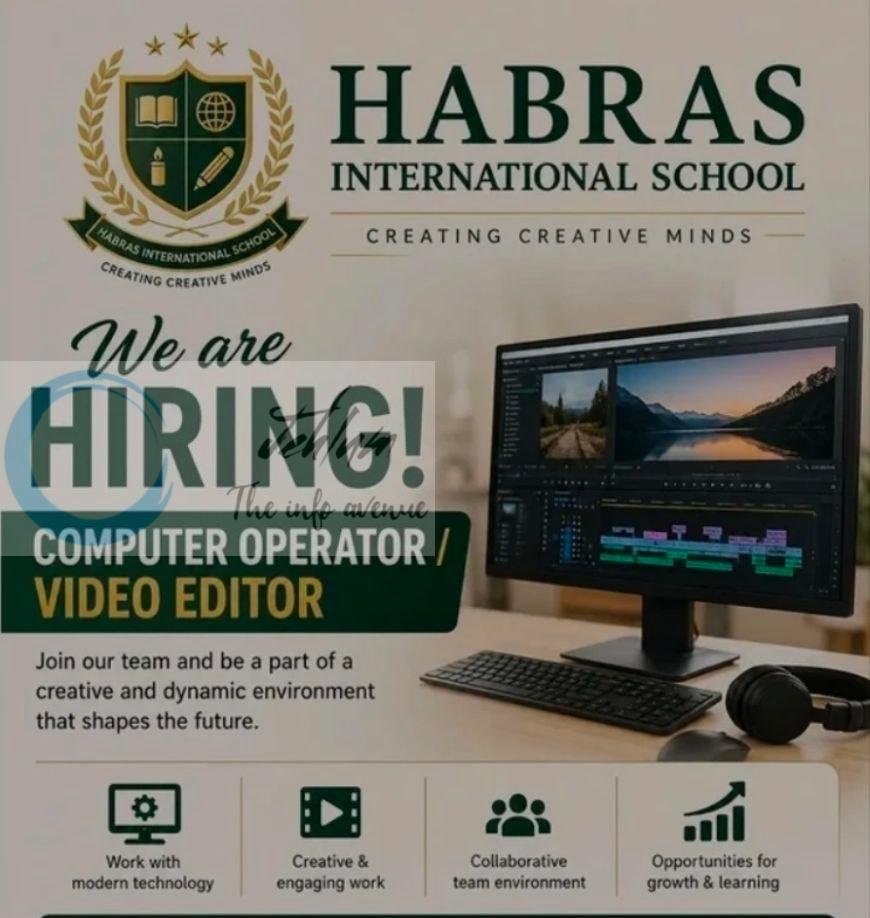 Habras International School HIS Parimpora Srinagar Computer Operator/Video Editor job opportunities 2026
