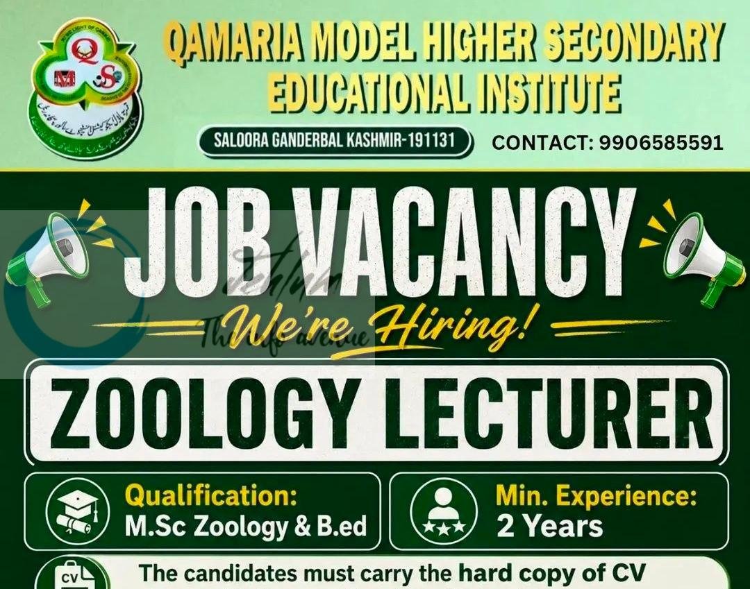 Qamaria Model Higher Secondary Educational Institute QMHSEI Saloora Ganderbal teaching job opportunities 2026