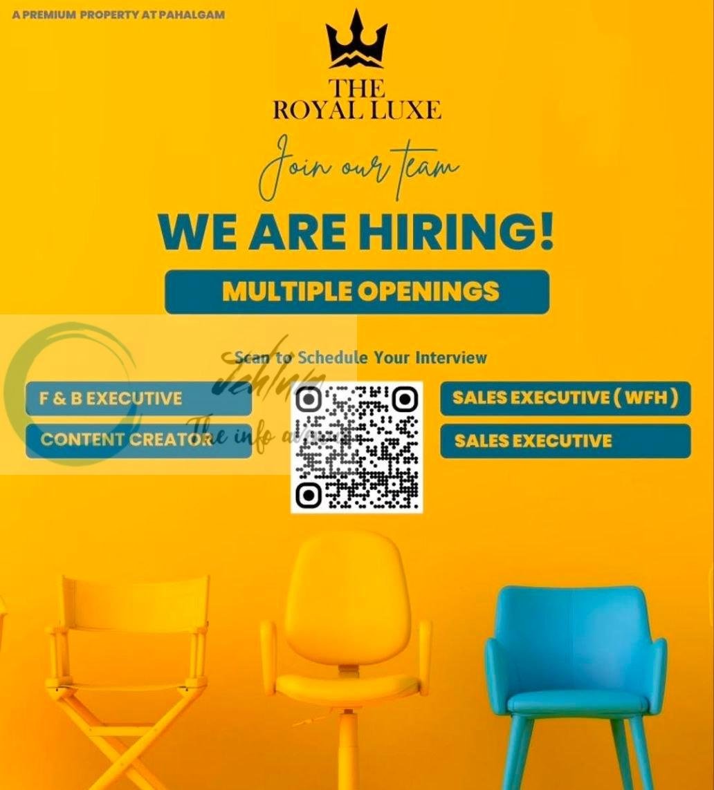 The Royal Luxe Pahalgam Sales Executive Content Creator FandB Executive job opportunities 2026 1 The Royal Luxe Pahalgam Sales Executive Content Creator FandB Executive job opportunities 2026