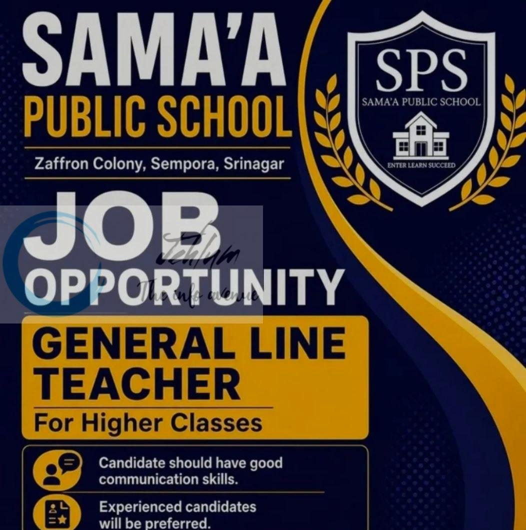 Samaa Public School SPS Srinagar teaching job opportunities 2026