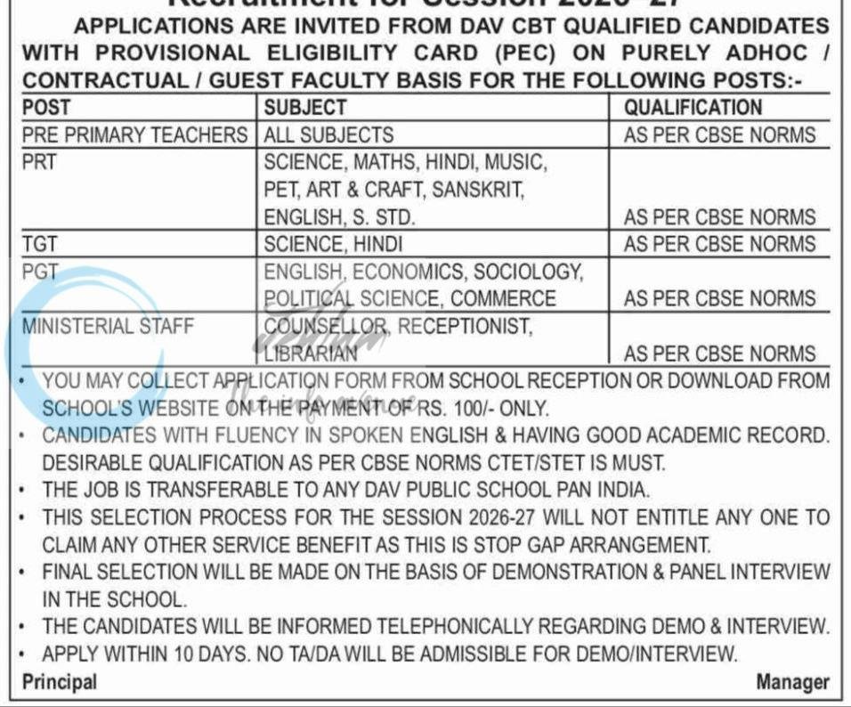 MHS DAV SR SEC SCHOOL Akhnoor teaching job opportunities 2026 1 MHS DAV SR SEC SCHOOL Akhnoor teaching job opportunities 2026
