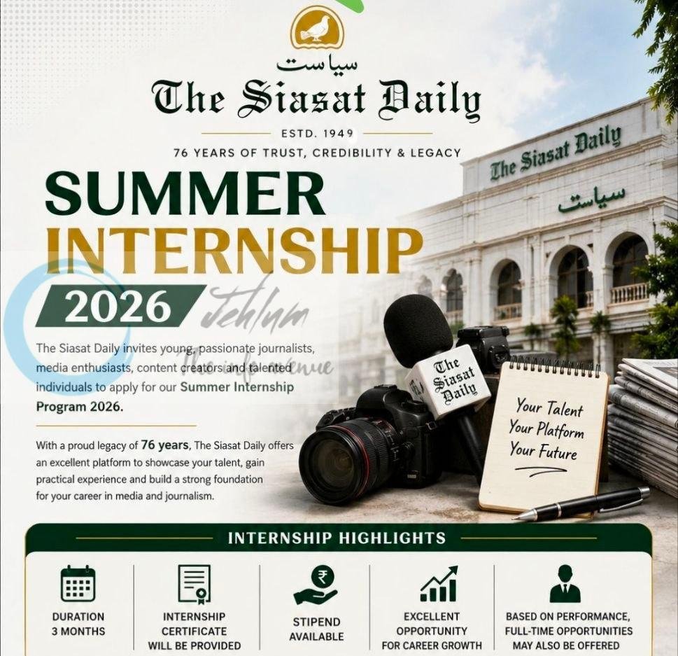 The Siasat Daily Summer Internship opportunities 2026