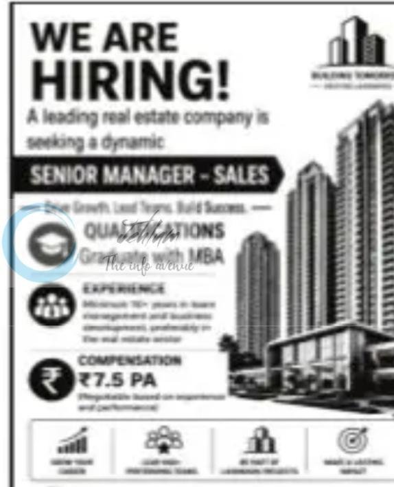 Building Tomorrow srinagar Senior Manager Sales job opportunities 2026