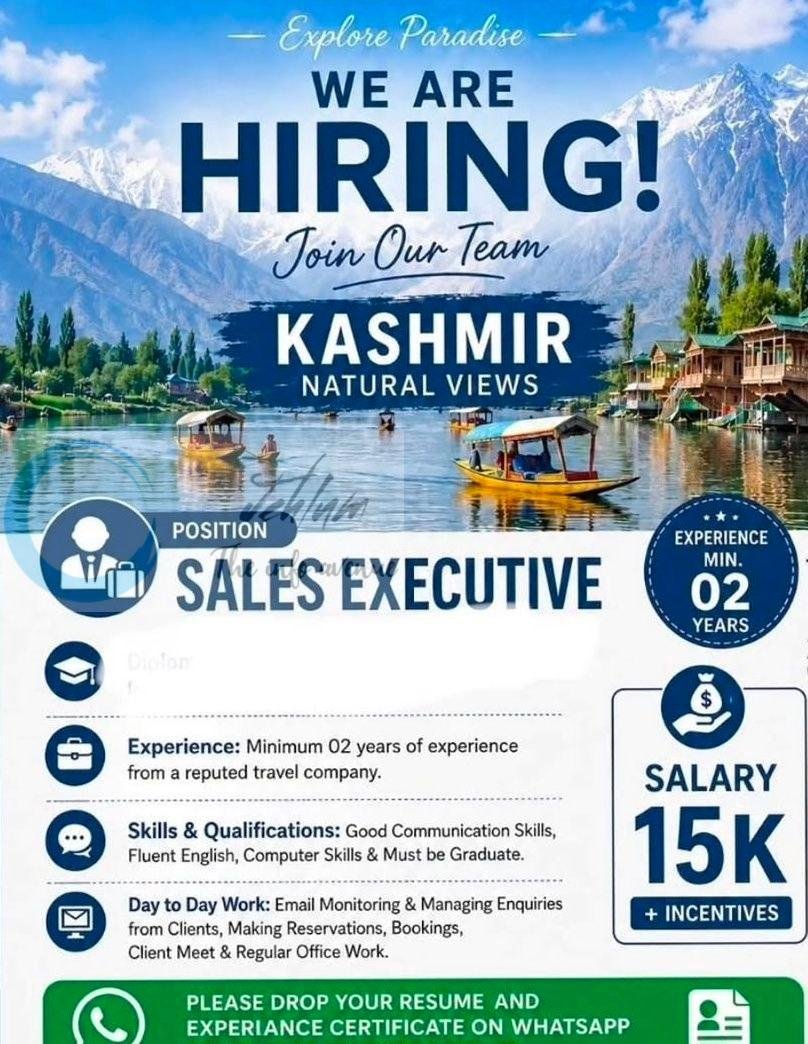 Kashmir Natural Views Srinagar Sales Executive job opportunities 2026