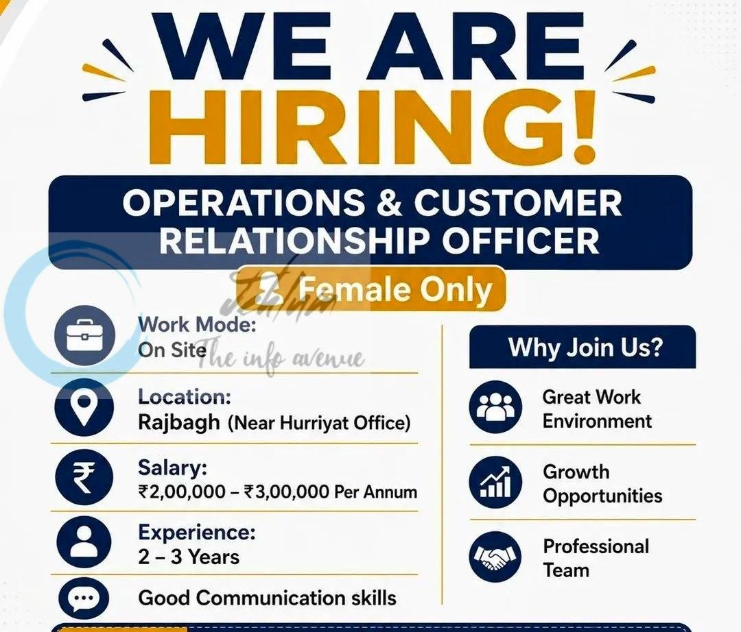 Infinia imports srinagar Operations and Customer Relationship Officer job opportunities 2026