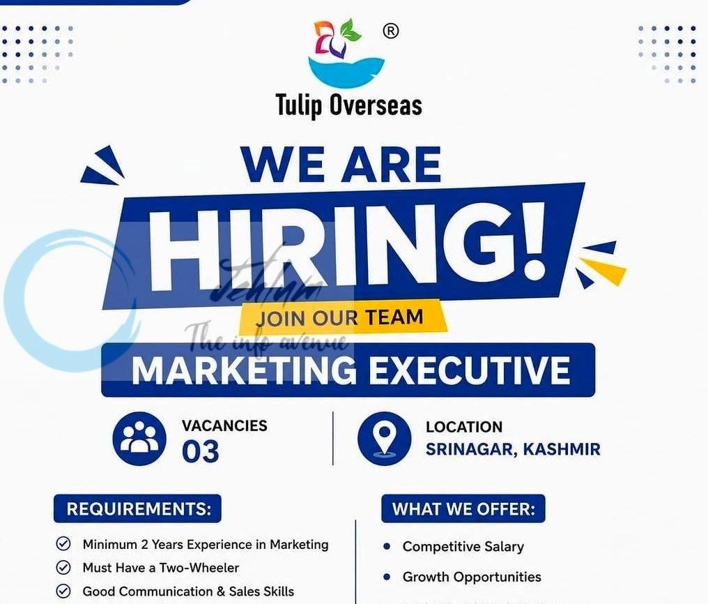 Tulip Overseas Srinagar Marketing Executive job opportunities 2026