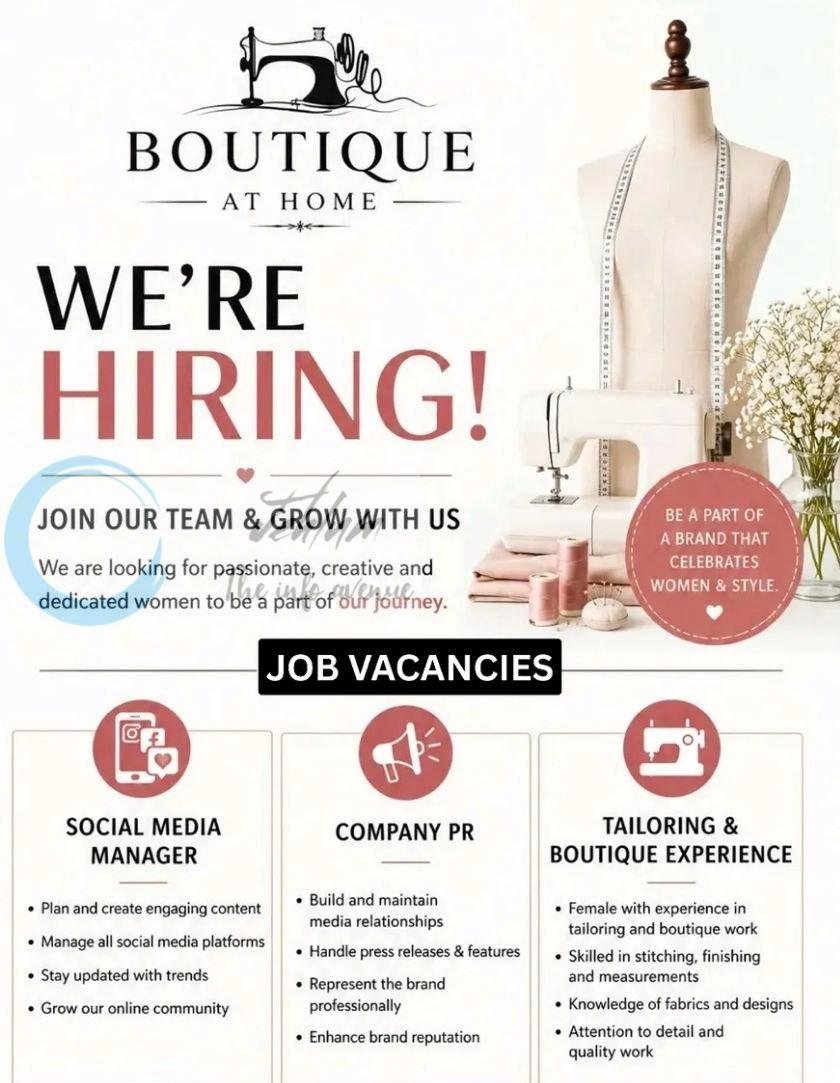 Boutique at Home Srinagar Social Media Manager Company PR Tailor job opportunities 2026