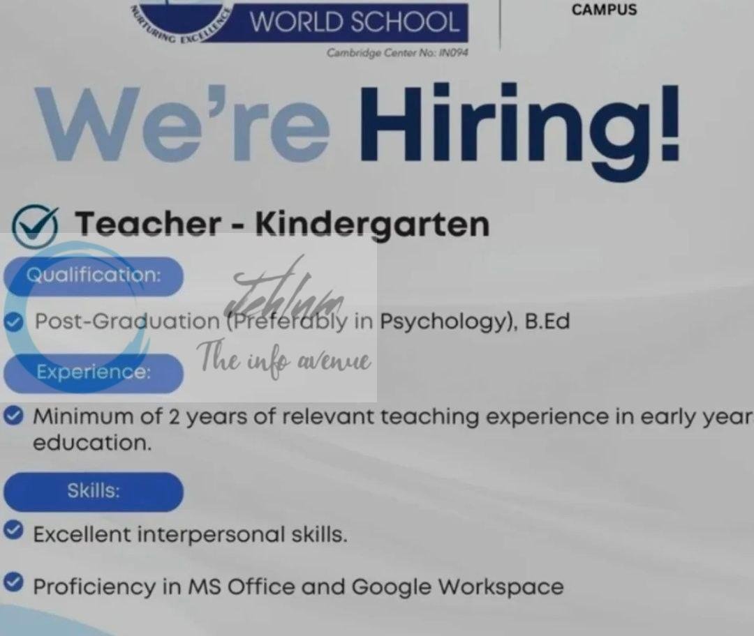 Foundation World School FWS Srinagar Teaching job opportunities 2026