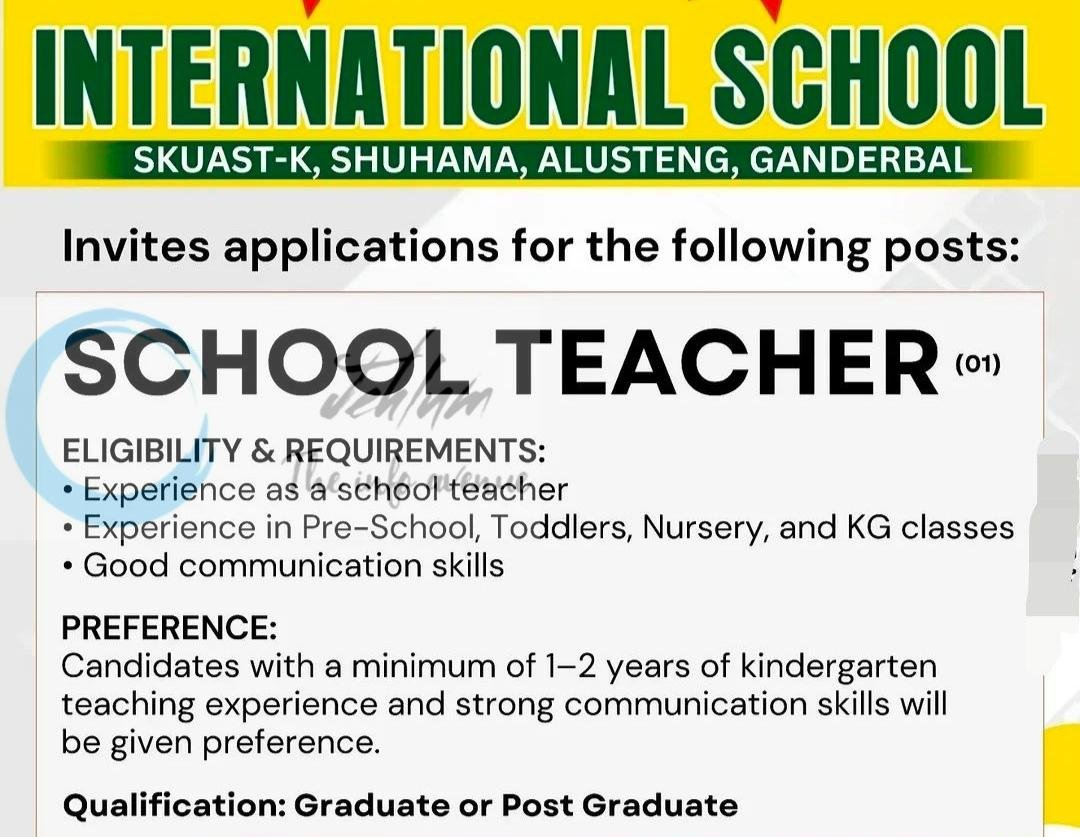Roots International School RIS Ganderbal teaching job opportunities 2026