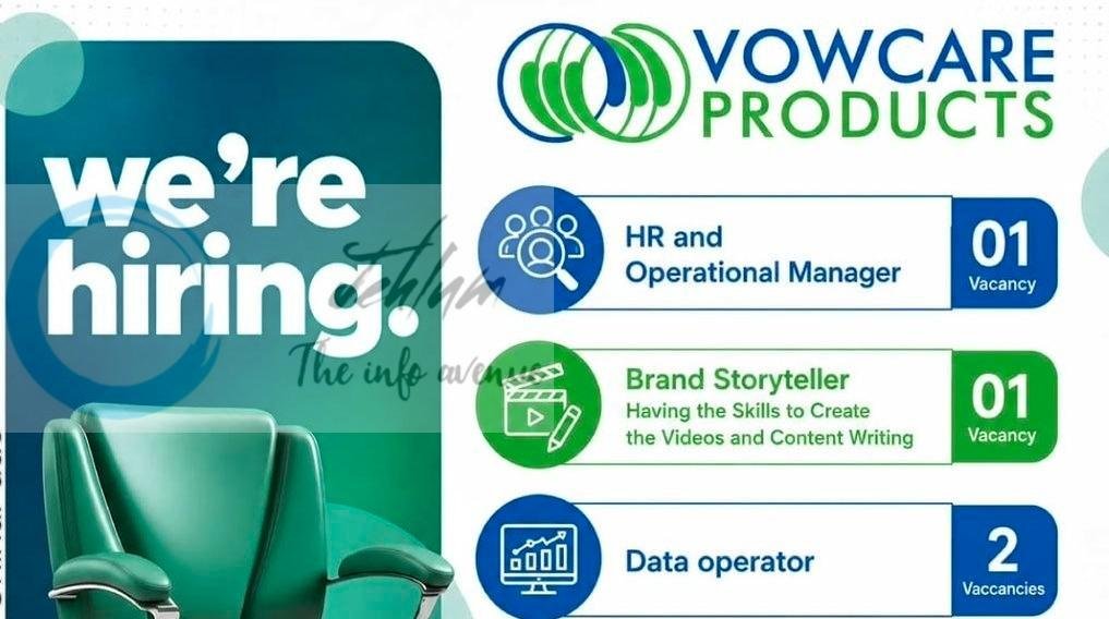 Vowcare Products Rajabagh Srinagar staff job opportunities 2026