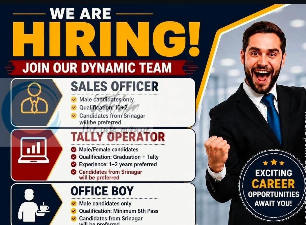 Connect Srinagar Tally Operator Sales Officer job opportunities 2026