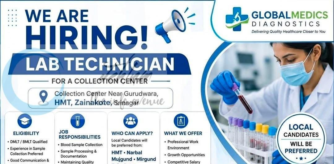 Global Medics Diagnostics Srinagar Lab Technician job opportunities 2026