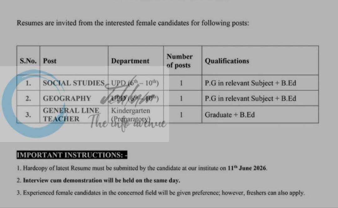 Oasis Educational Institute OEI Srinagar education job opportunities 2026