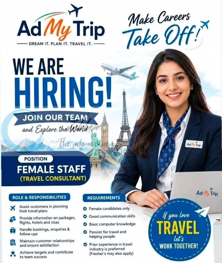 Ad My Trip Kunzer Female Staff Travel Consultant job opportunities 2026