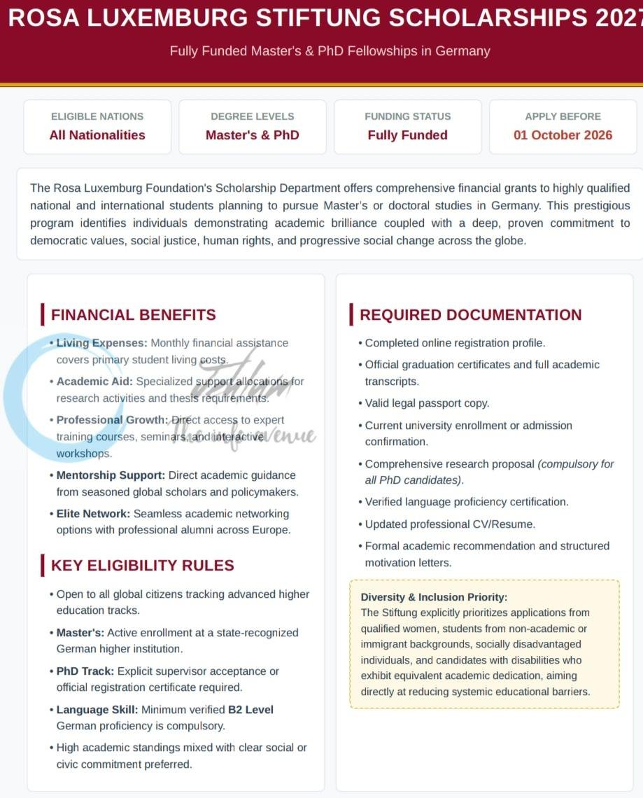 Rosa Luxemburg Stiftung RLS Germany Scholarship opportunities 2027