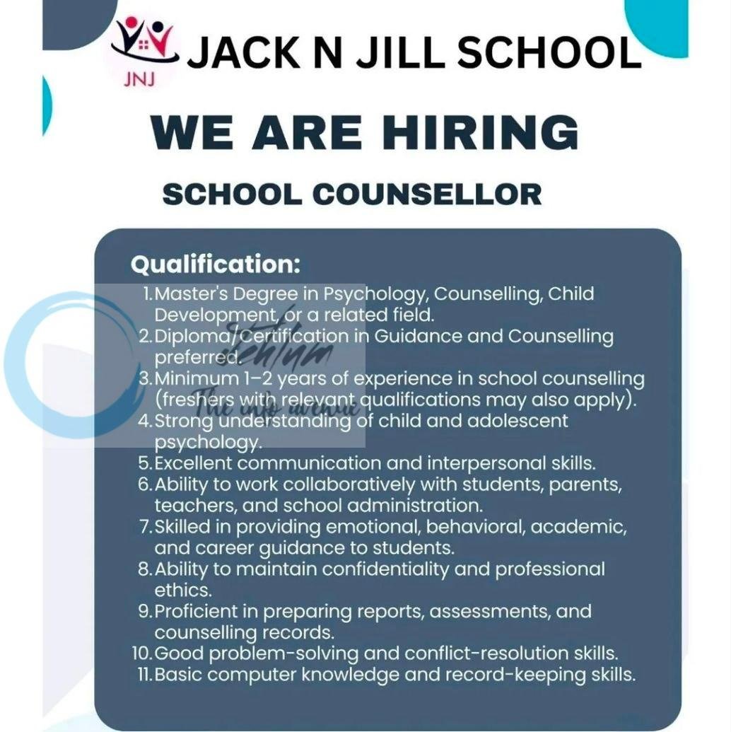 Jack N Jill School JNJ Sanatnagar School 𝙲𝚘𝚞𝚗𝚜𝚎𝚕𝚕𝚘𝚛 𝚓𝚘𝚋 𝚘𝚙𝚙𝚘𝚛𝚝𝚞𝚗𝚒𝚝𝚒𝚎𝚜 2026