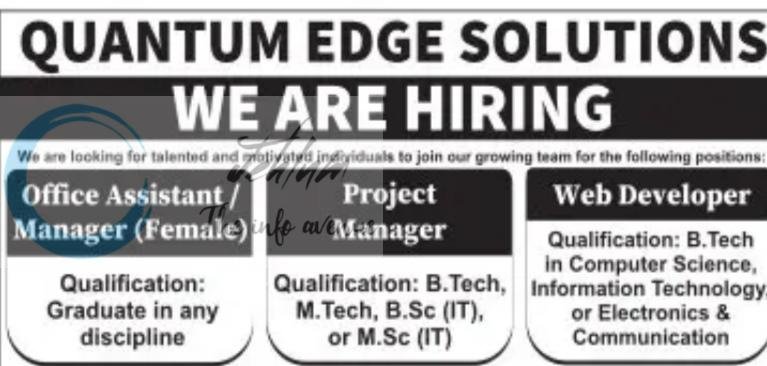 Quantum Edge Solutions srinagar Office Assistant Project Manager Web Developer job opportunities 2026