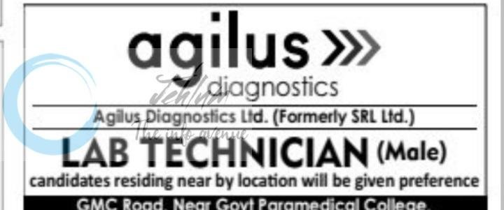 Agilus Diagnostics Ltd srinagar Lab Technician job opportunities 2026
