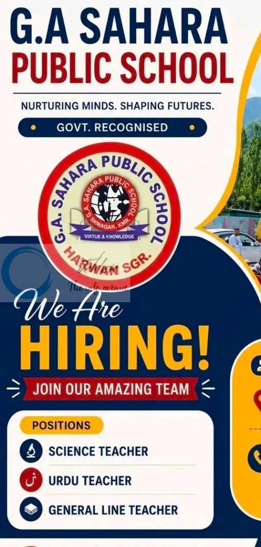 G A Sahara Public School GASPS Harwan teaching job opportunities 2026