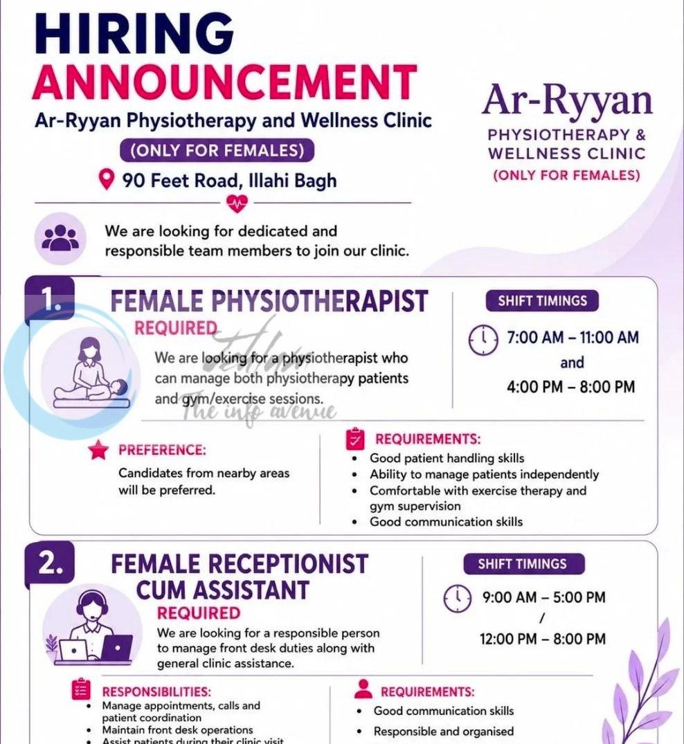Ar-Ryyan Physiotherapy and Wellness Clinic Srinagar Physiotherapist/Receptionist Cum Assistant job opportunities 2026