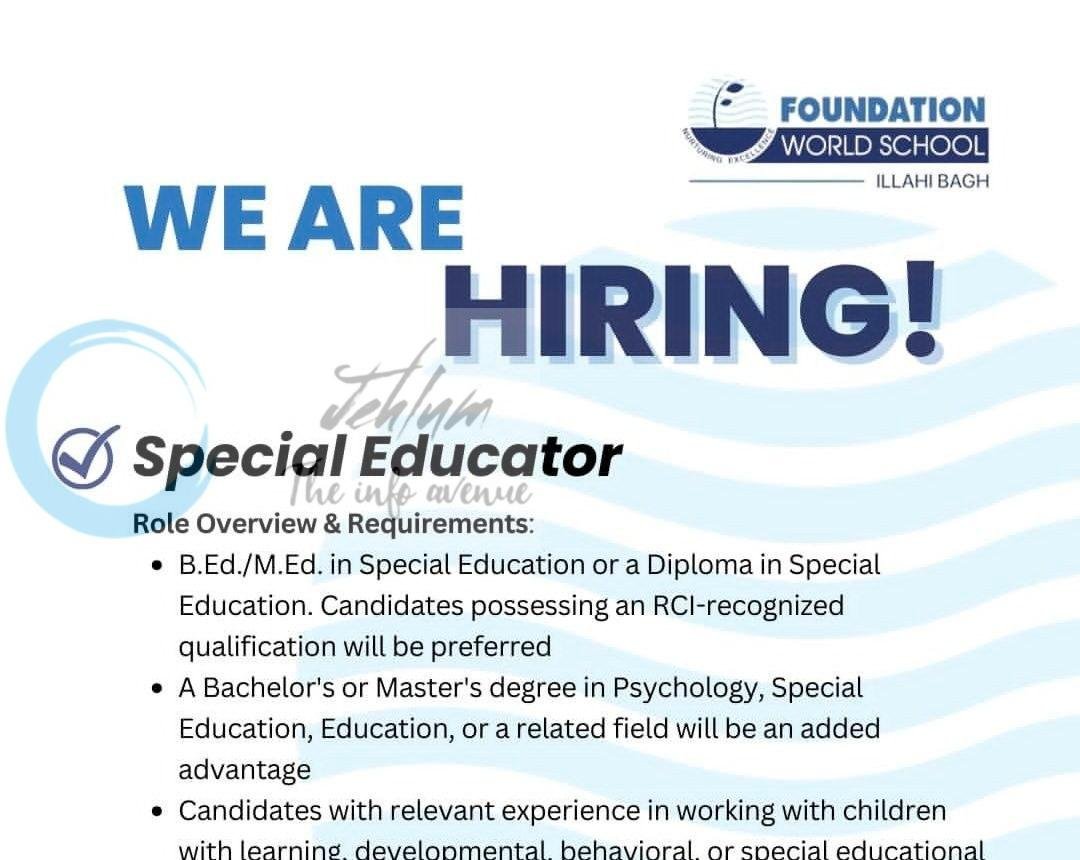 Foundation World School Srinagar Special Educator job opportunities 2026