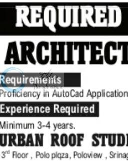 Urban Roof Studio Srinagar Architect Job opportunities 2026