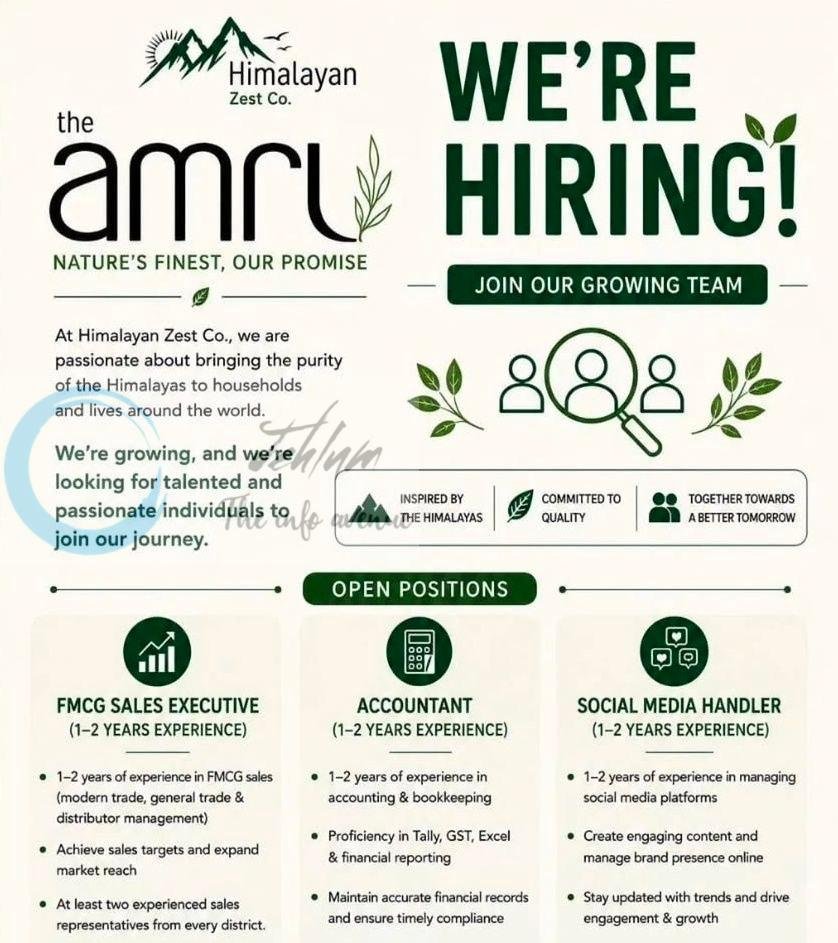 Himalayan Zest Co Srinagar Sales Executive Accountant Social Media Handler job opportunities 2026
