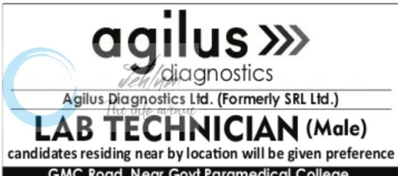 Agilus Diagnostics Ltd Srinagar Lab Technician job opportunities 2026
