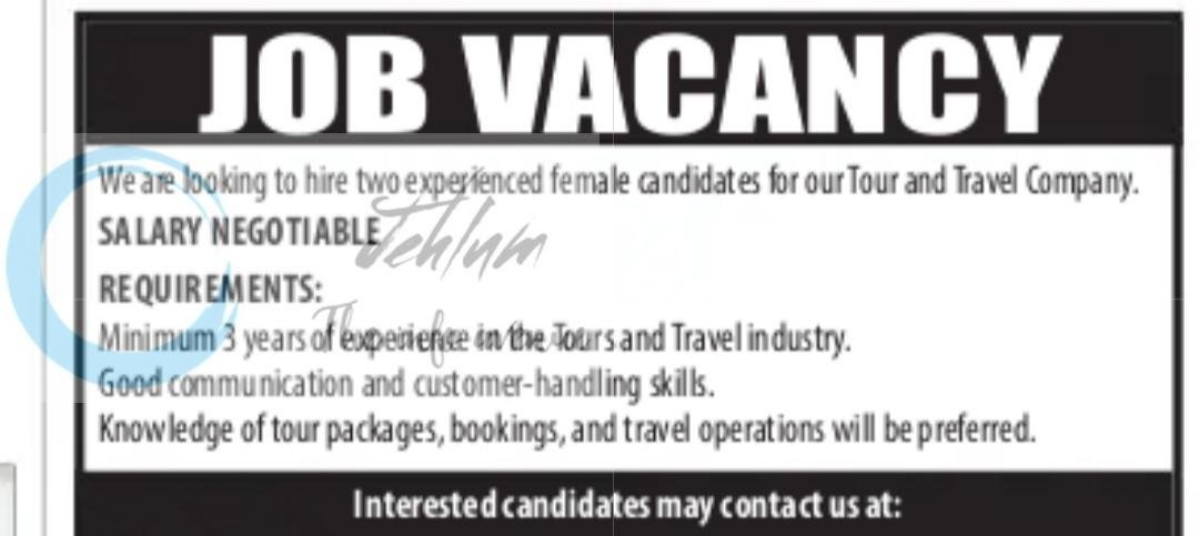 Haaniya Ice and Meadows Tour and Travels HIMTT Srinagar Tour and Travel Executive job opportunities 2026