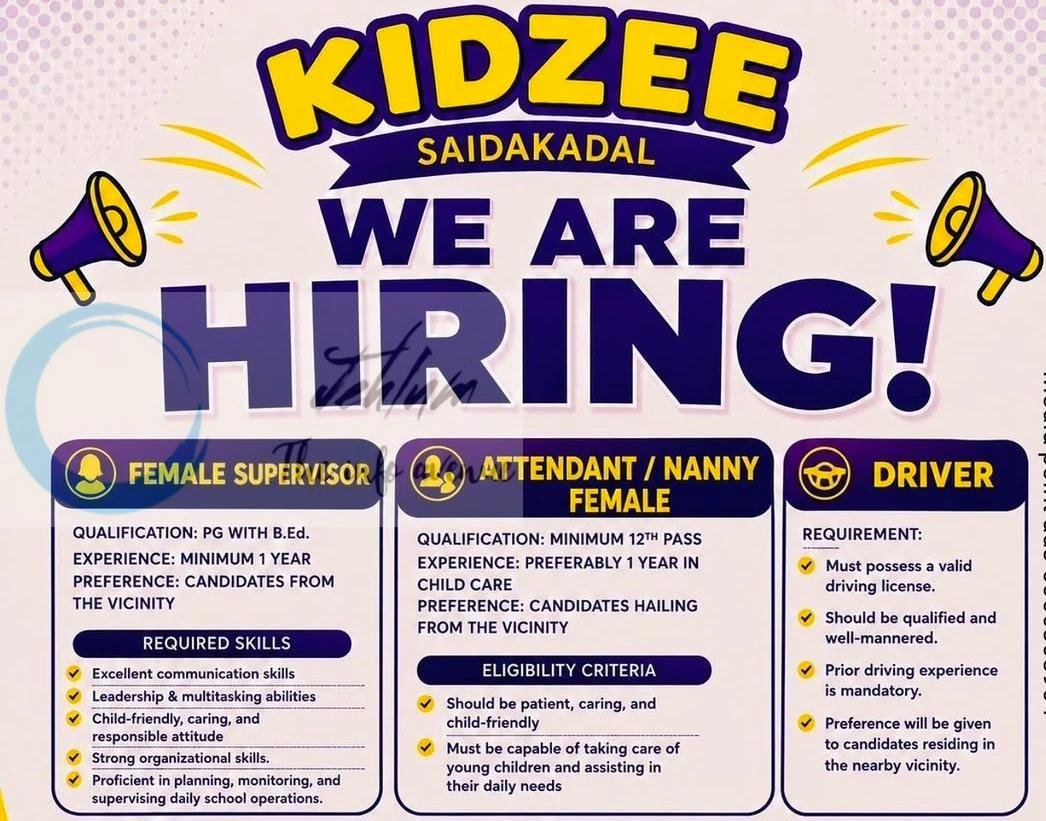 Kidzee Saidakadal Srinagar teaching job opportunities 2026