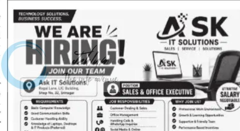 Ask IT Solutions Srinagar Sales and Office Executive job opportunities 2026 1 Ask IT Solutions Srinagar Sales and Office Executive job opportunities 2026