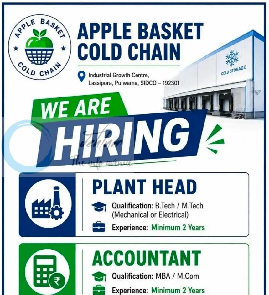 Apple Basket Cold Chain Pulwama Plant Head Accountant job opportunities 2026