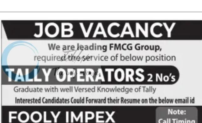 FOOLY IMPEX Srinagar Tally Operators job opportunities 2026