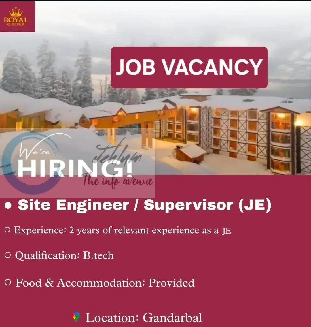 Royal Group RG Ganderbal Site Engineer/Supervisor job opportunities 2026