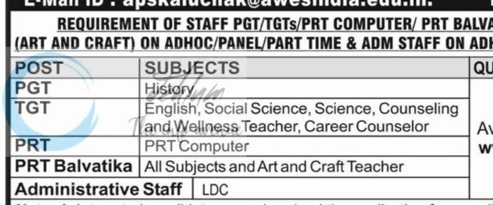Army Public School Kaluchak APS Kaluchak teaching job opportunities 2026-27