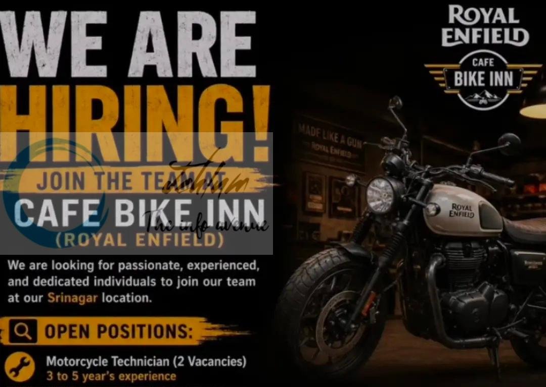 Cafe Bike Inn RE Srinagar Motorcycle Technician RTO Executive Washing Staff job opportunities 2026
