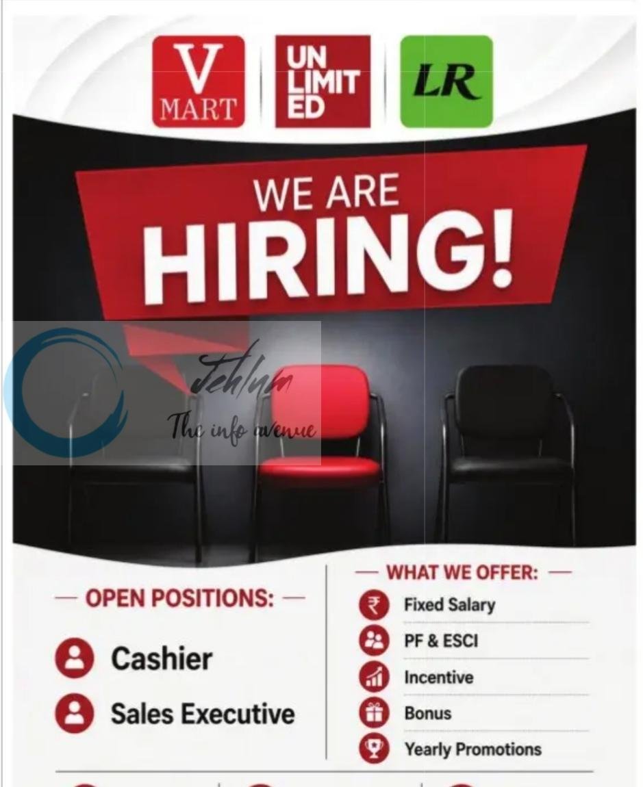 V-Mart Srinagar Cashier Sales Executive job opportunities 2026