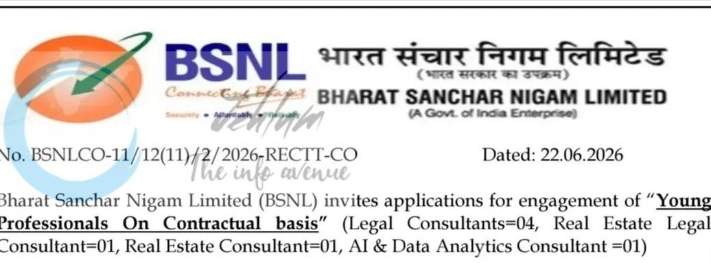 Bharat Sanchar Nigam Limited BSNL Young Professionals Recruitment Notification 2026 1 Bharat Sanchar Nigam Limited BSNL Young Professionals Recruitment Notification 2026