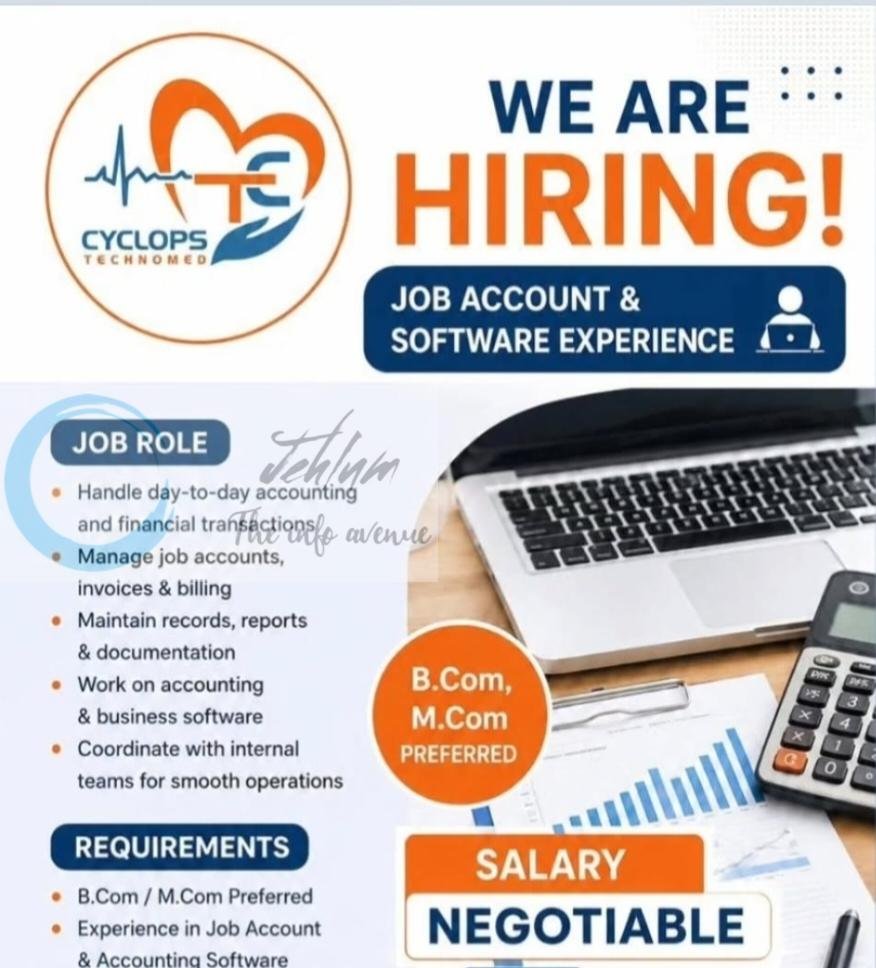 Cyclops Technomed Srinagar Account and Software Experience Job Hiring 2026