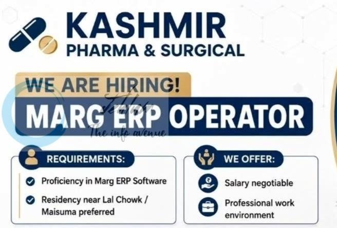 Kashmir Pharma & Surgical Srinagar Marg ERP Operator Jobs Opportunities 2026