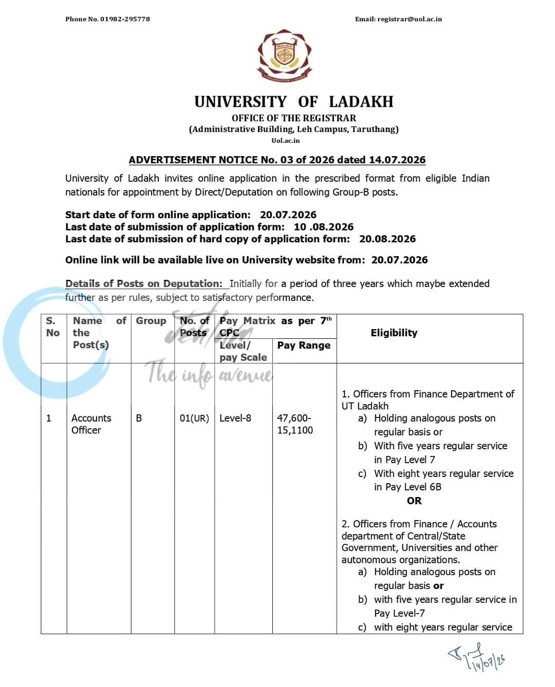 University of Ladakh UOL Leh Accounts Officer Assistant Director Estates Officer job opportunities Notice 03 of 2026 1 University of Ladakh UOL Leh Accounts Officer Assistant Director Estates Officer job opportunities Notice 03 of 2026