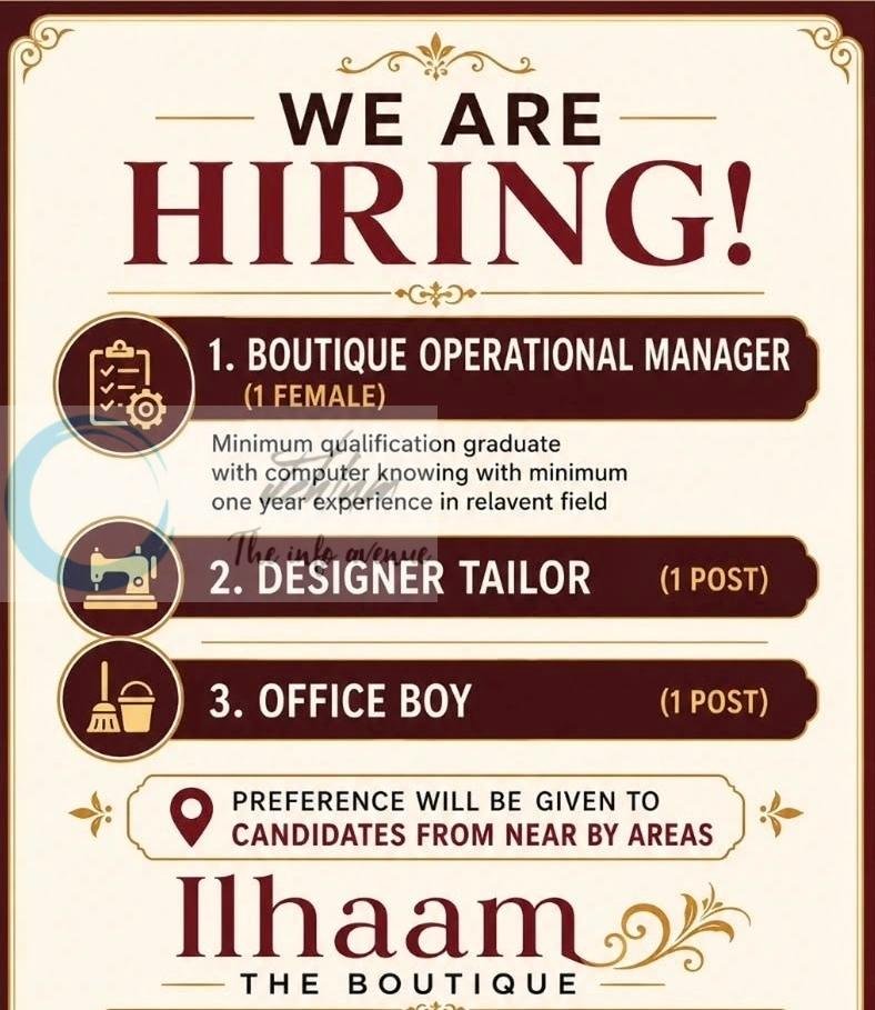 Ilhaam The Boutique Srinagar staff job opportunities 2026