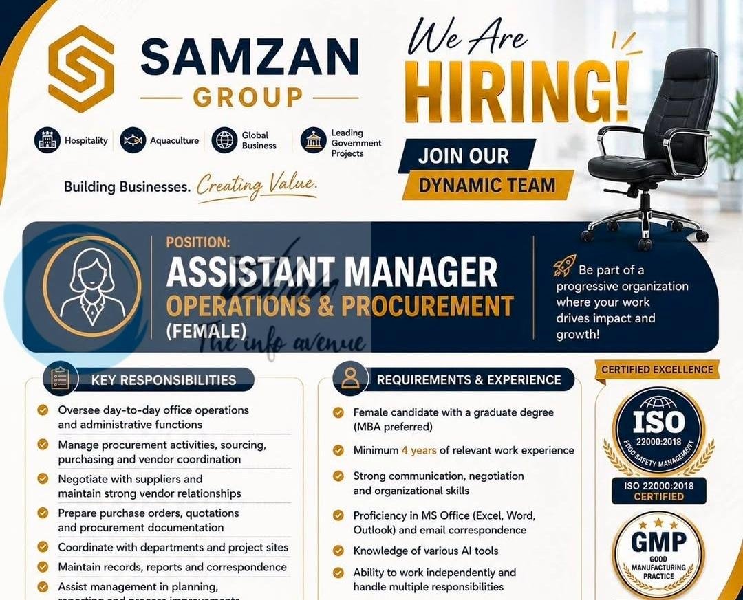 Samzan Group Assistant Manager Operations and Procurement job opportunities 2026 1 Samzan Group Assistant Manager Operations and Procurement job opportunities 2026
