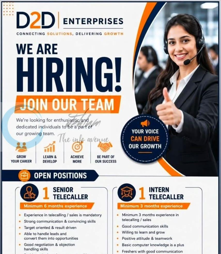 D2D Enterprises srinagar Senior Telecaller Intern Telecaller job opportunities 2026 1 D2D Enterprises srinagar Senior Telecaller Intern Telecaller job opportunities 2026