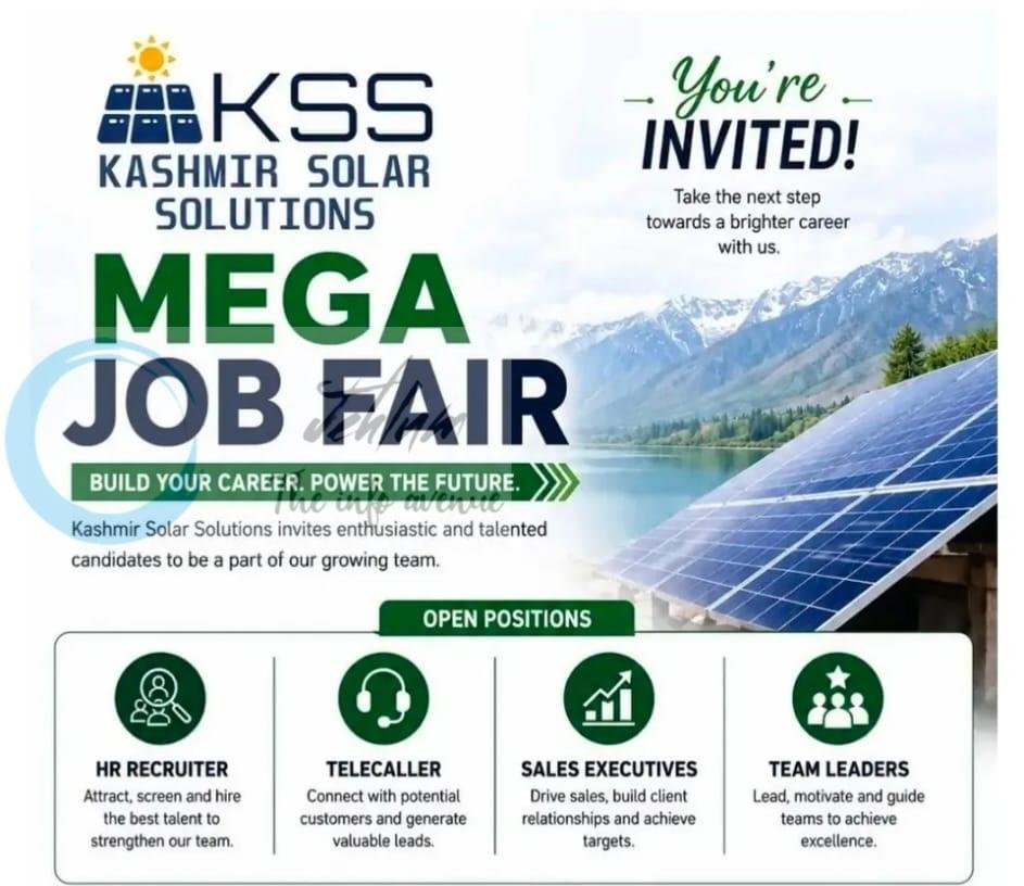 Kashmir Solar Solutions budgam Mega Job Fair amazing opportunities 2026 1 Kashmir Solar Solutions budgam Mega Job Fair amazing opportunities 2026